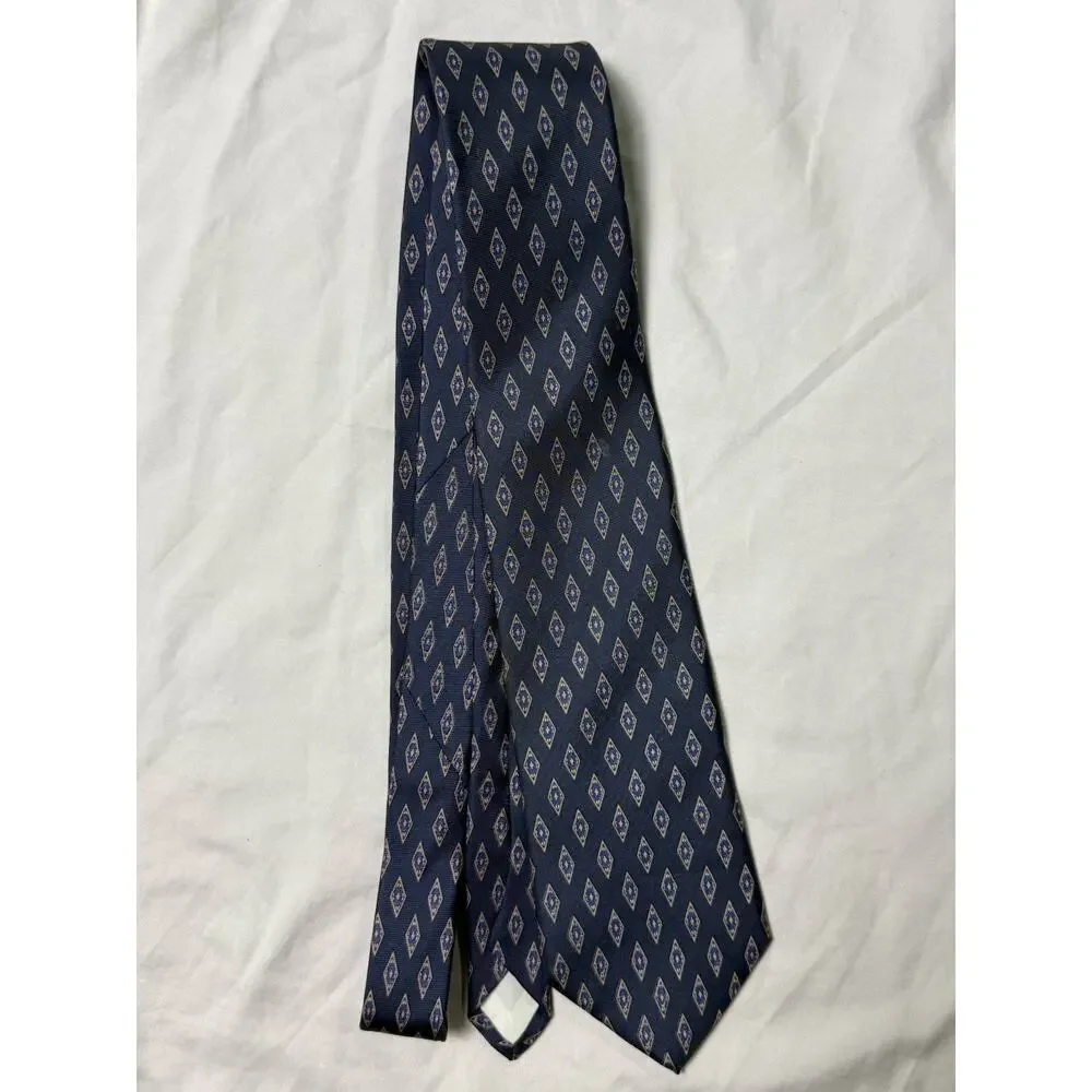 Lot of 3 Men's Dress Ties Navy Foulard + Solid Red Silk Accents Envoy Ketch